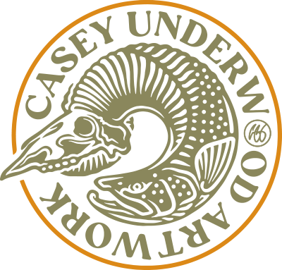 Casey Underwood is an artist and freelance designer residing in Bozeman, MT. As a passionate outdoorsman and fly fisherman, his work explores such themes. 
