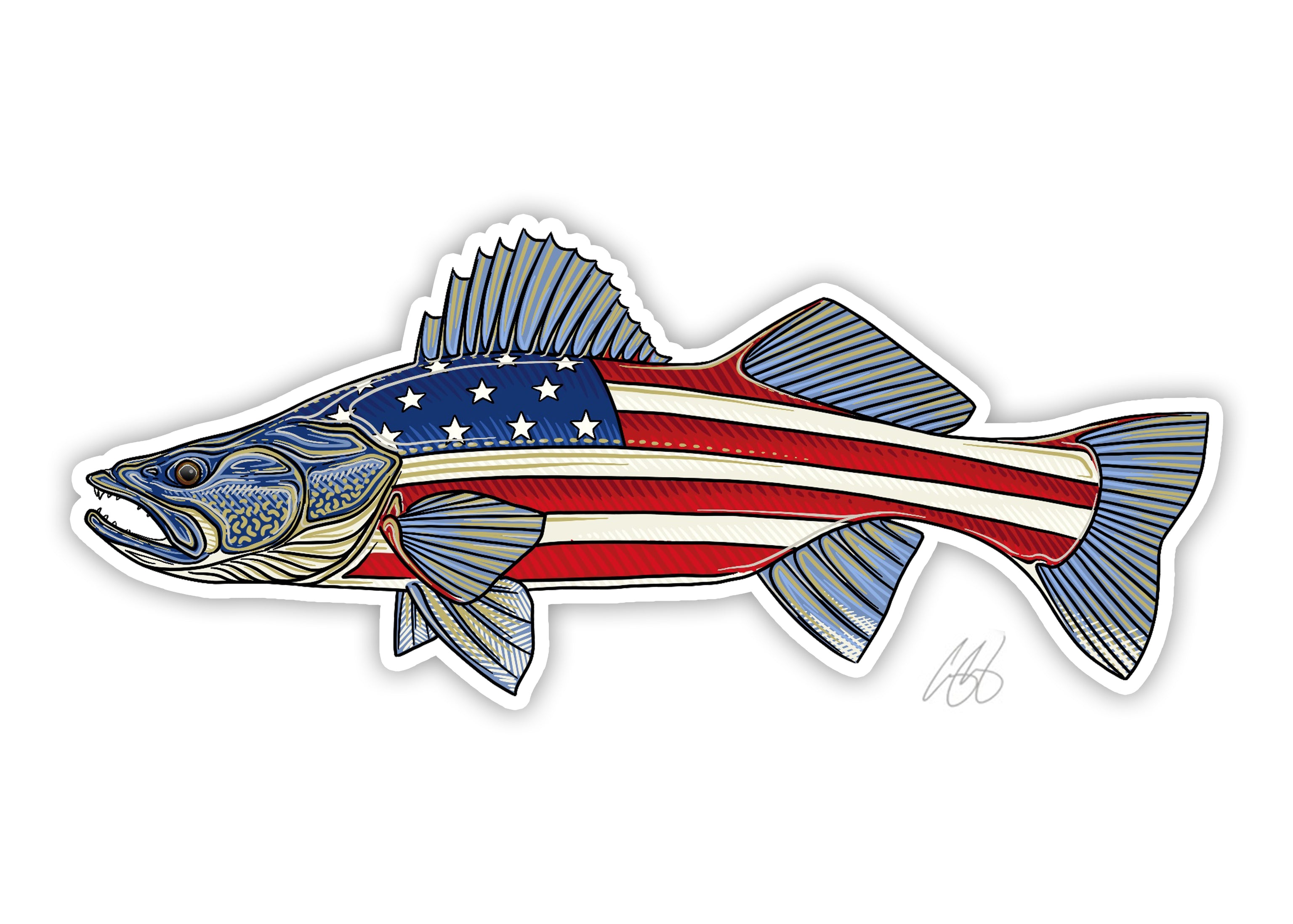 USA Walleye Decal– Casey Underwood Artwork & Design